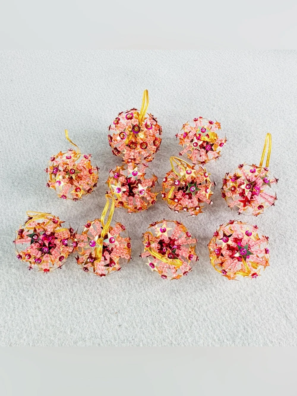 Atomic Starburst Cluster Star Pink Beaded Pushpins Christmas Ornament Vintage 10
